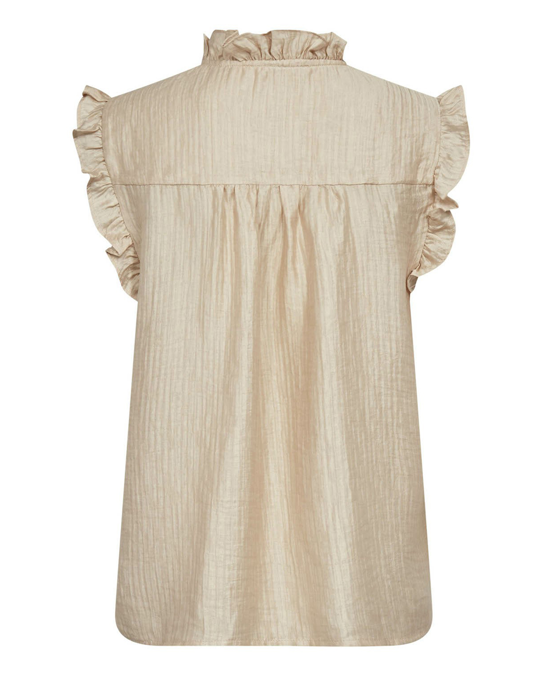 Blus Tassy frill utan ärm volang ljusbeige - 6