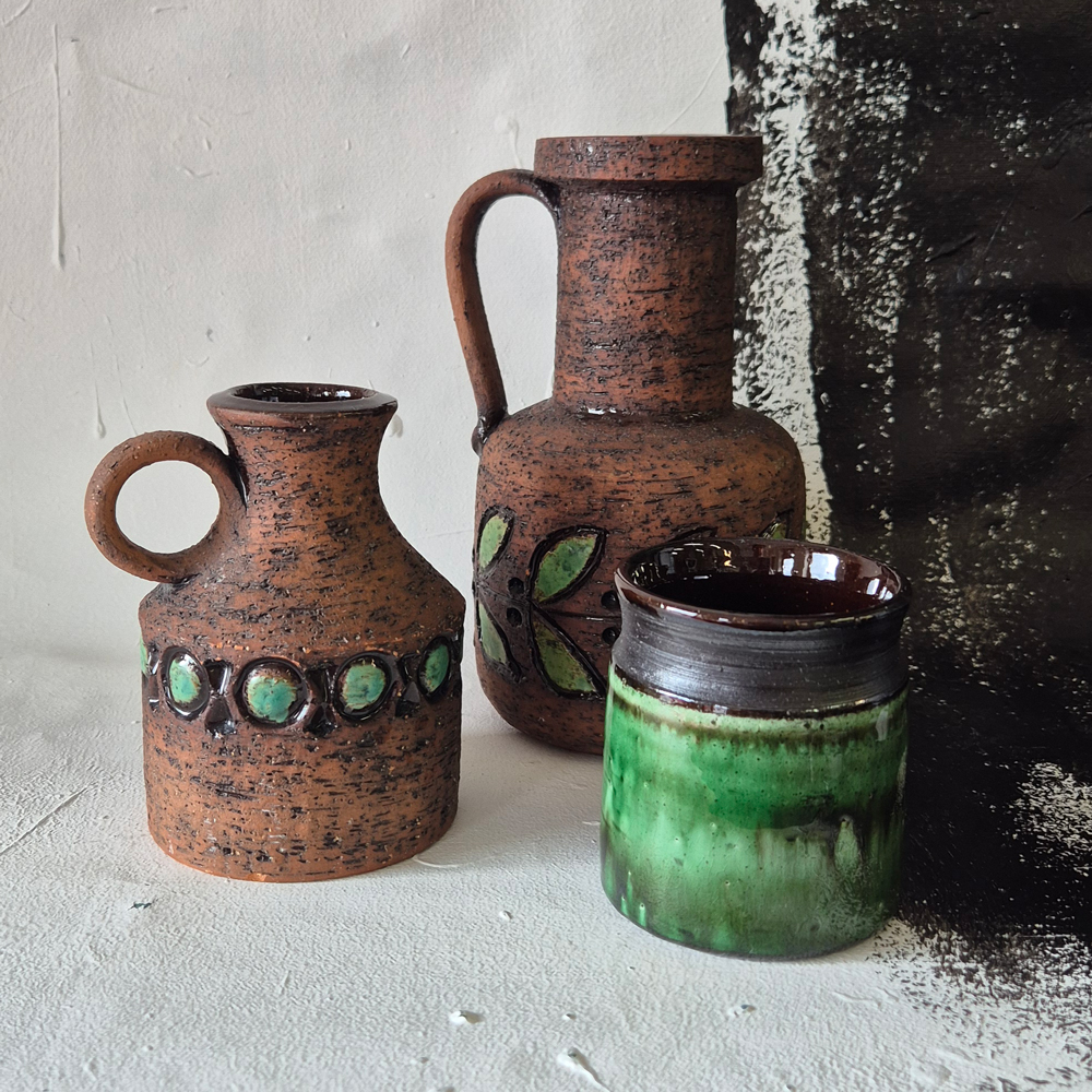 vintage STILLEBEN 46 - trio i brun-grönt - 5