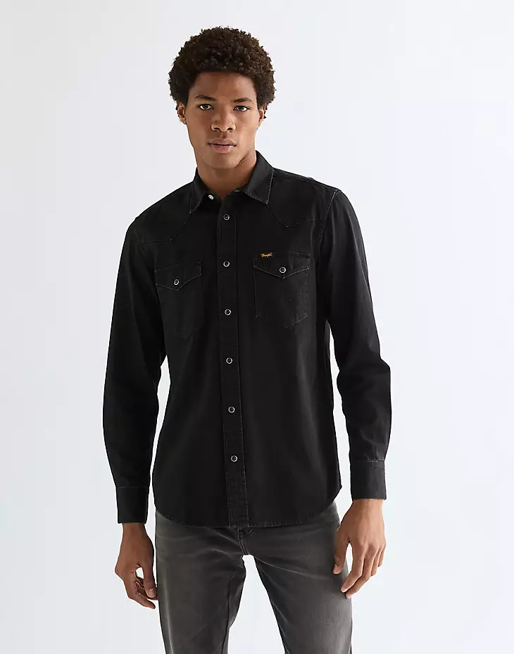 wrangler western shirt svart