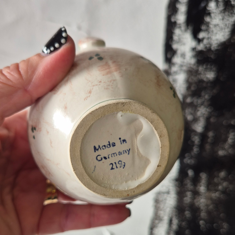 vintage VAS/KANNA med hänkel, blommönstrad, h 10 cm  - 6