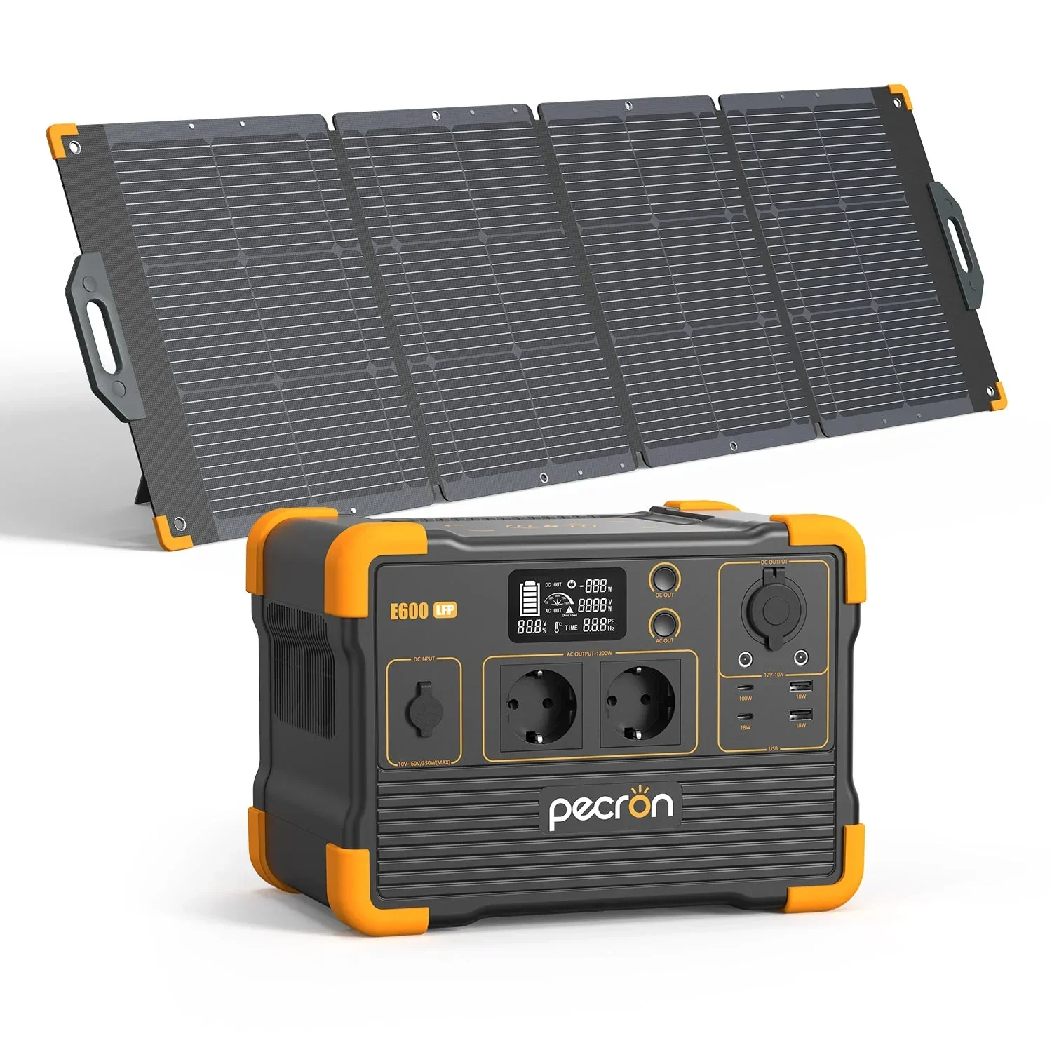 Powerstation Pecron - 1200W - 614Wh + 200W  vikbar solpanel Solmax 