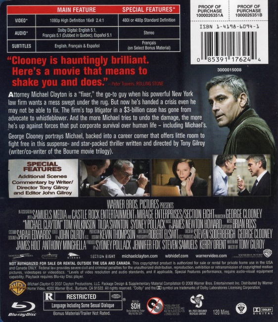 Michael Clayton (ej svensk text) (Blu-ray) (Begagnad) - 2
