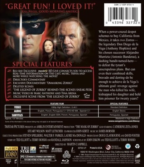 The Mask of Zorro (ej svensk text) (Blu-ray) (Begagnad) - 2
