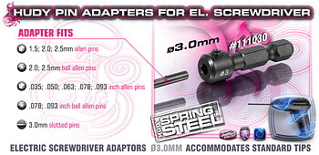 Hudy 111030 Pin Adapter 3.0mm for El. Screwdriver