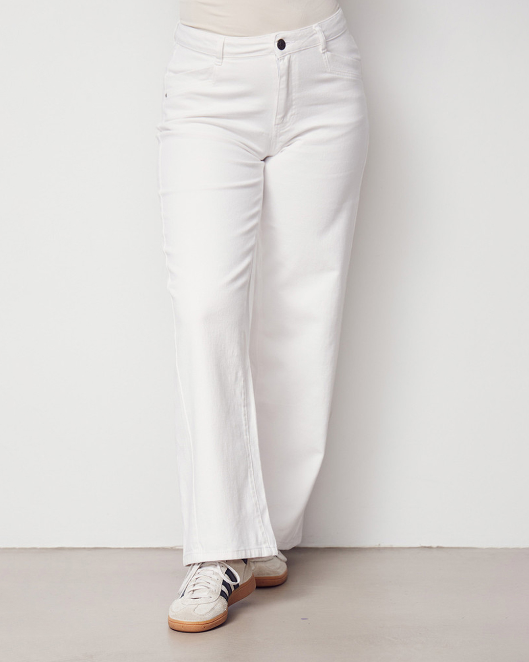 Jeans Como twill rak & vid vit