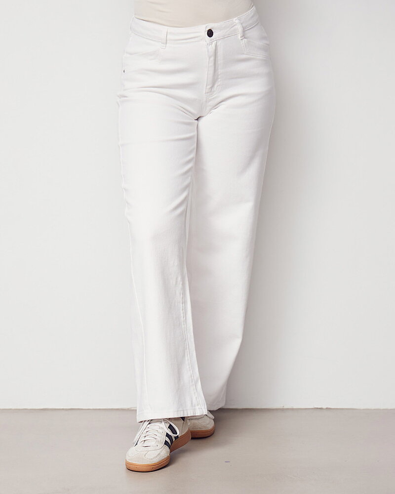 Jeans Como twill rak & vid vit