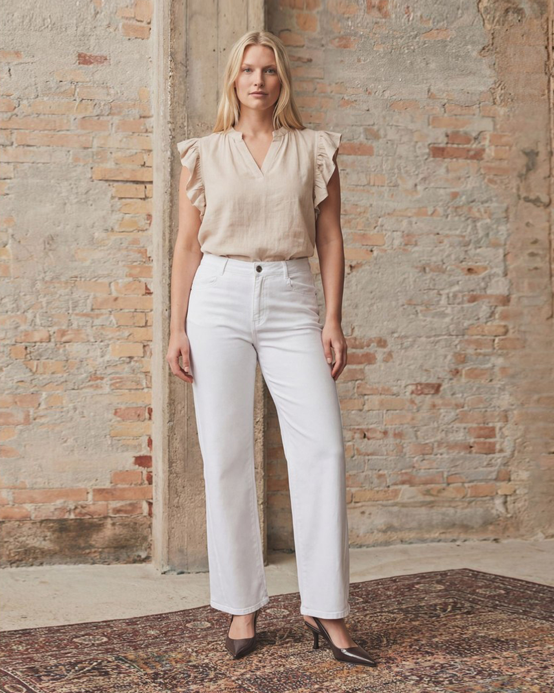 Jeans Como twill rak & vid vit - 8