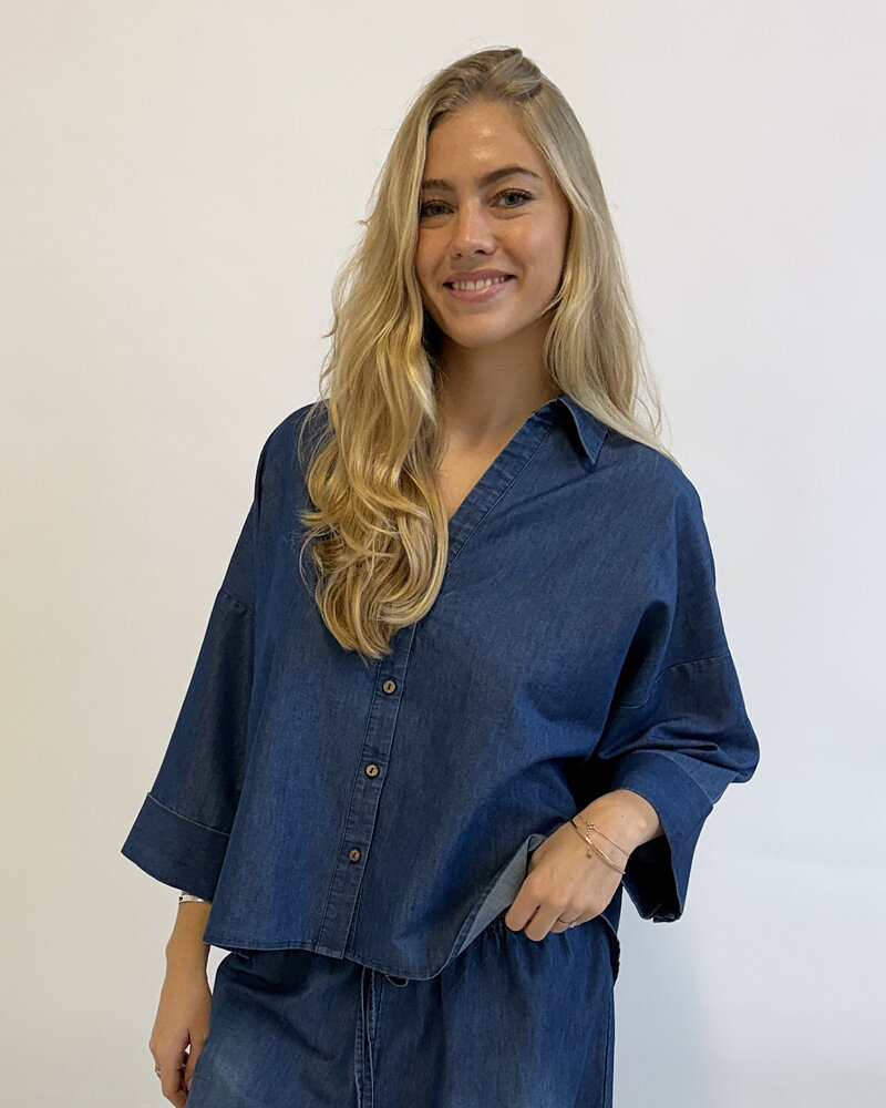 Jeansskjorta Augusta chambre mellanblå