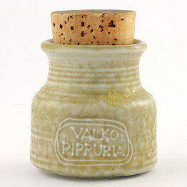 Francesca Mascitti-Lindh (Arabia 1960s) Rustic Spice Jar "Valkopippuria" (White Pepper) 6 cm (6)