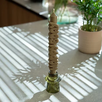Taper Candle Happy Bday Olivgrön 3D