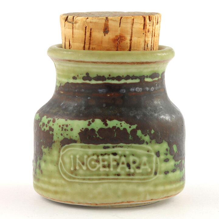 Francesca Mascitti-Lindh (Arabia 1960s) Rustic Spice Jar "Inkivääria" (Ginger) 6 cm (9)