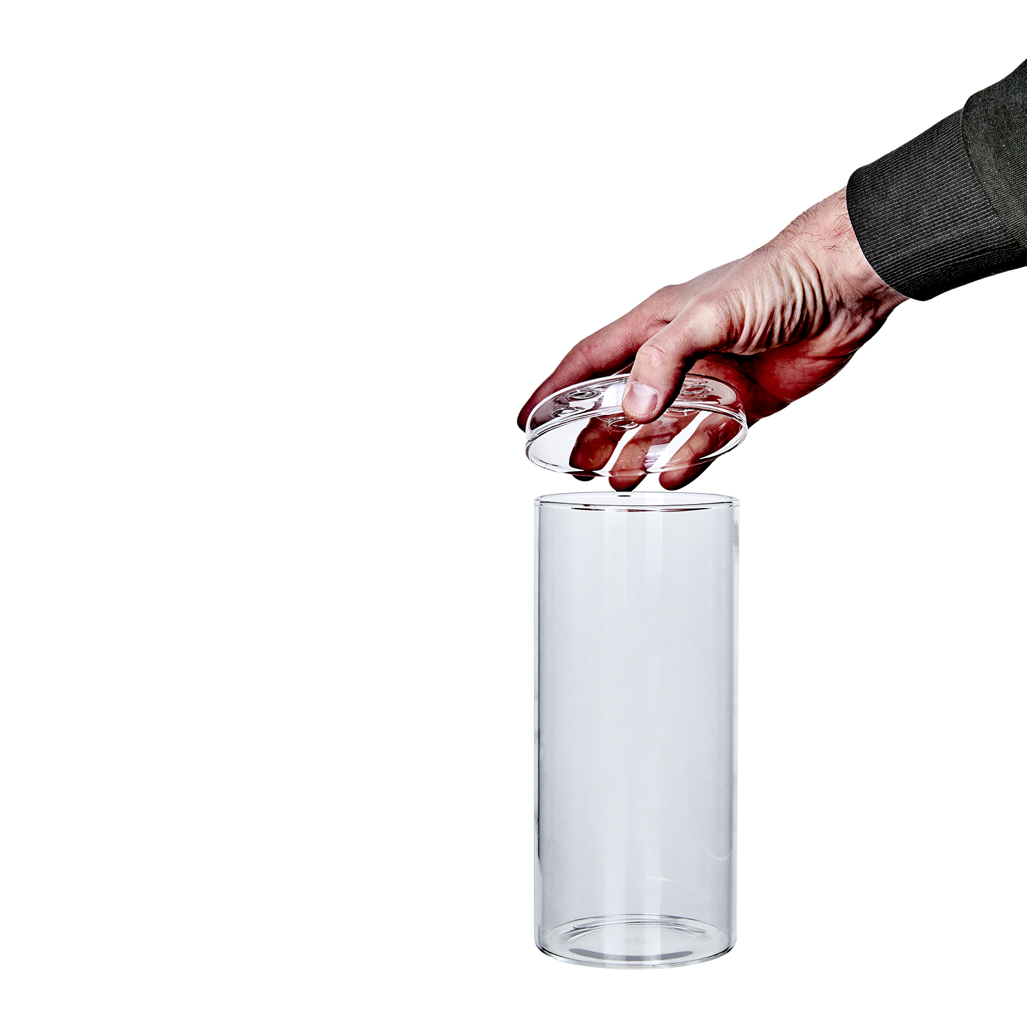 Vase - Glass vase with lid - Ø10xH21 cm - 5