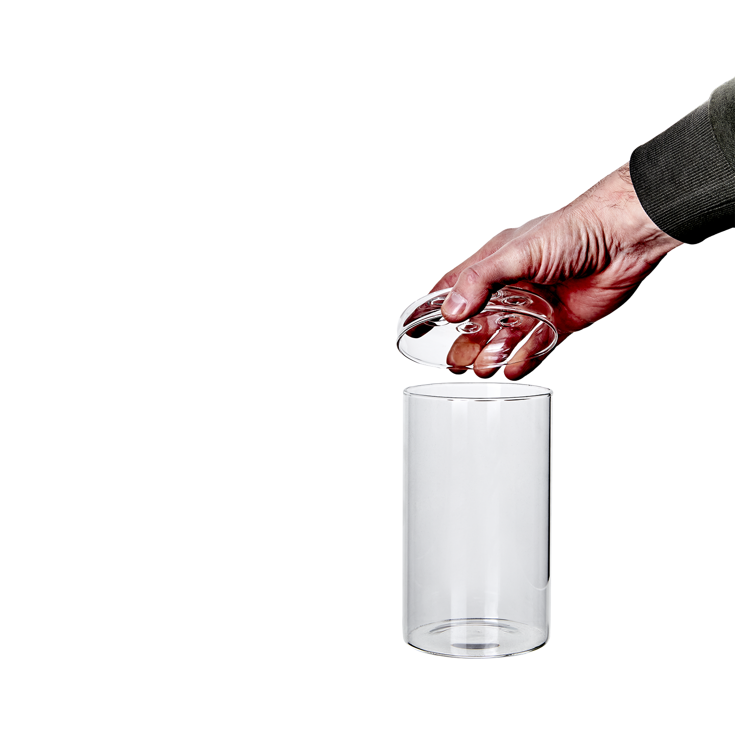 Vase - Glass vase with lid - Ø10xH17 cm - 7