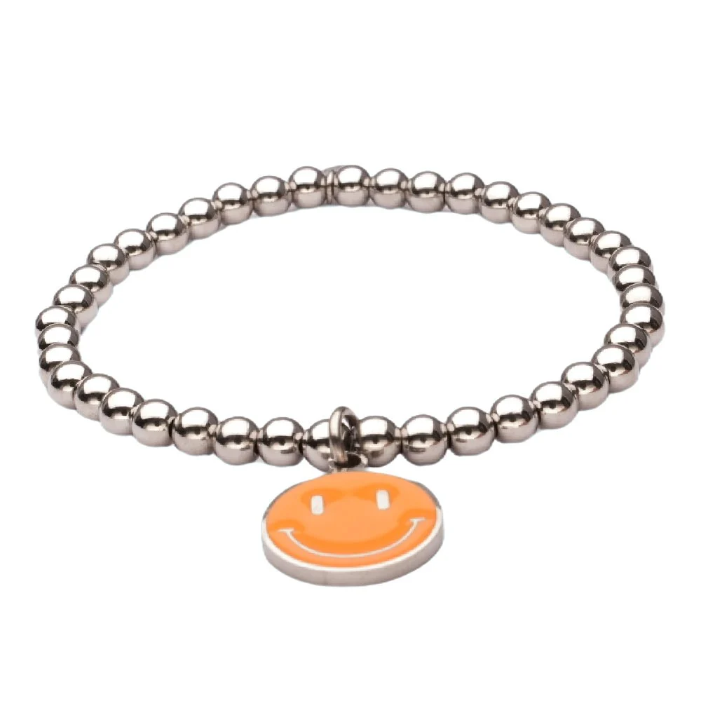 Bracelet smiley steel/orange