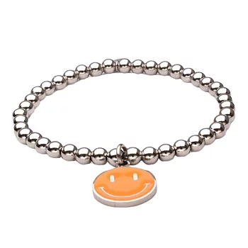 Bracelet smiley steel/orange