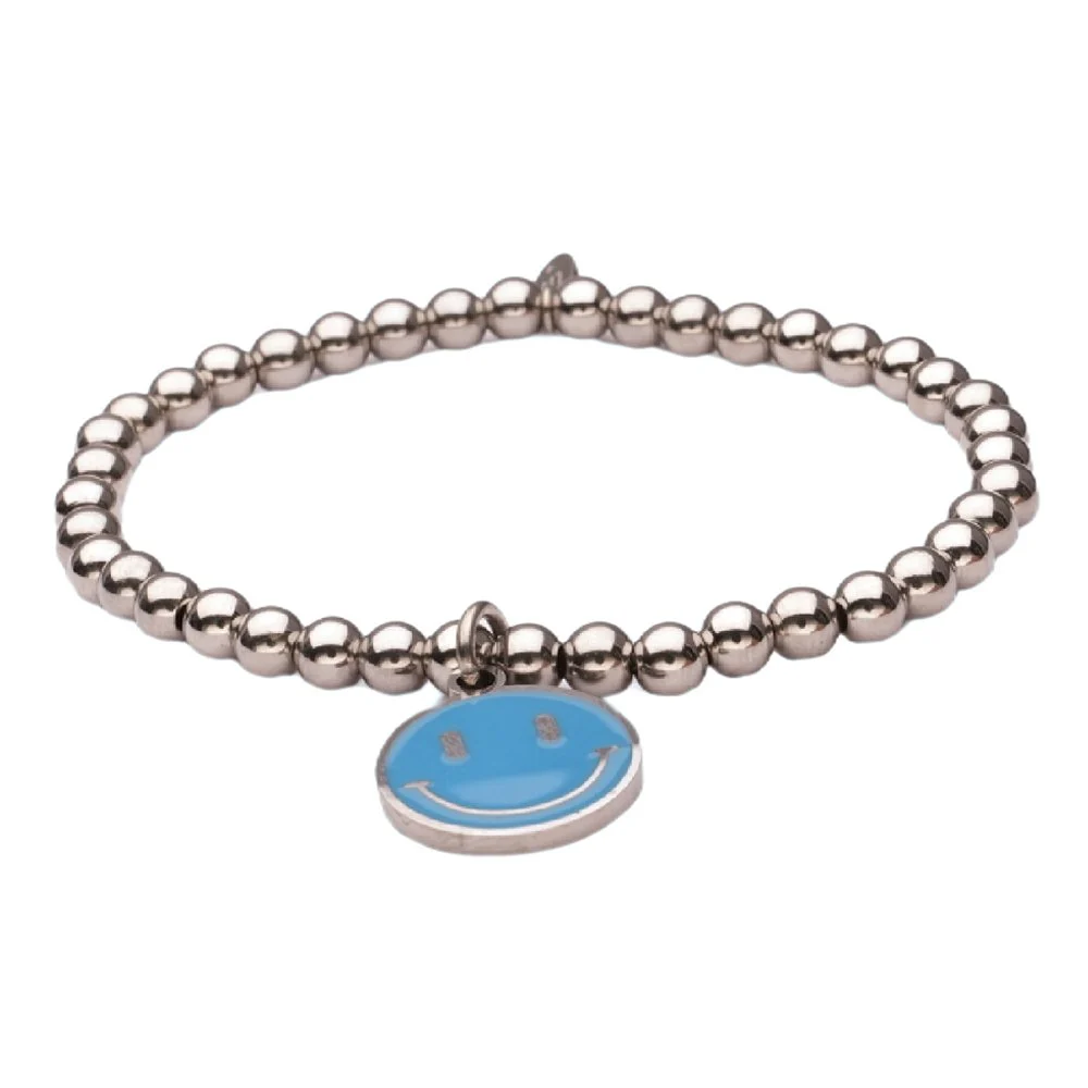 Bracelet smiley steel/blue