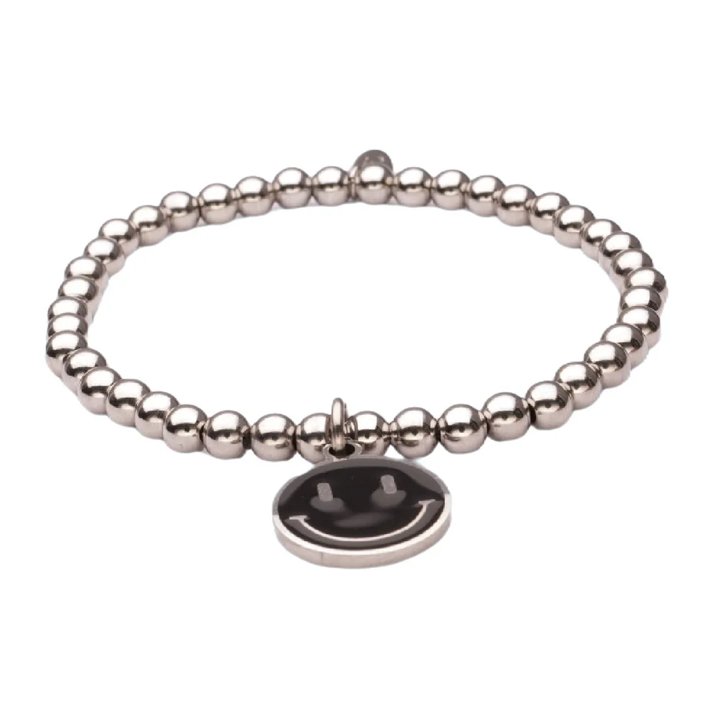 Bracelet smiley steel/black