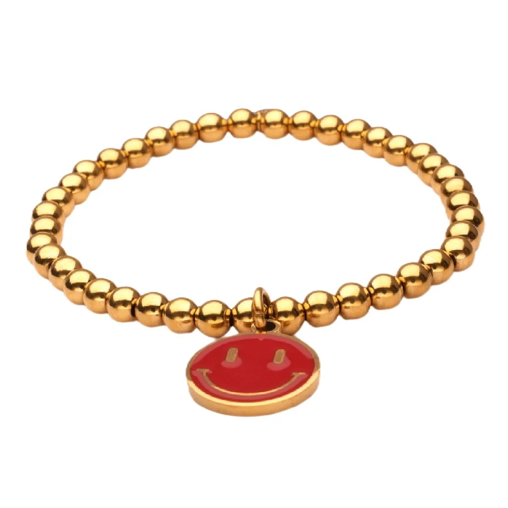 Bracelet smiley gold/red