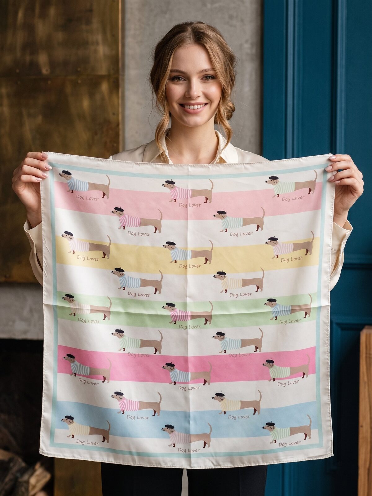 Scarf mini dogs ecru - 2
