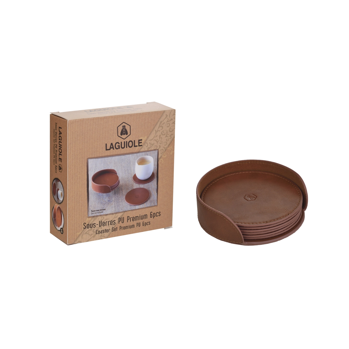 Glasunderlägg i Premium konstläder, 6-pack Laguiole - 3