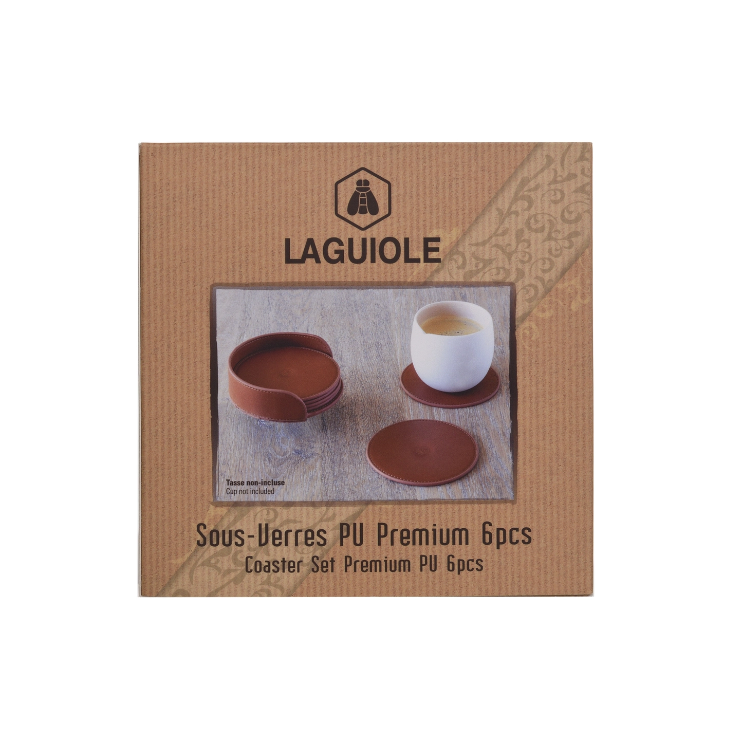 Glasunderlägg i Premium konstläder, 6-pack Laguiole - 5
