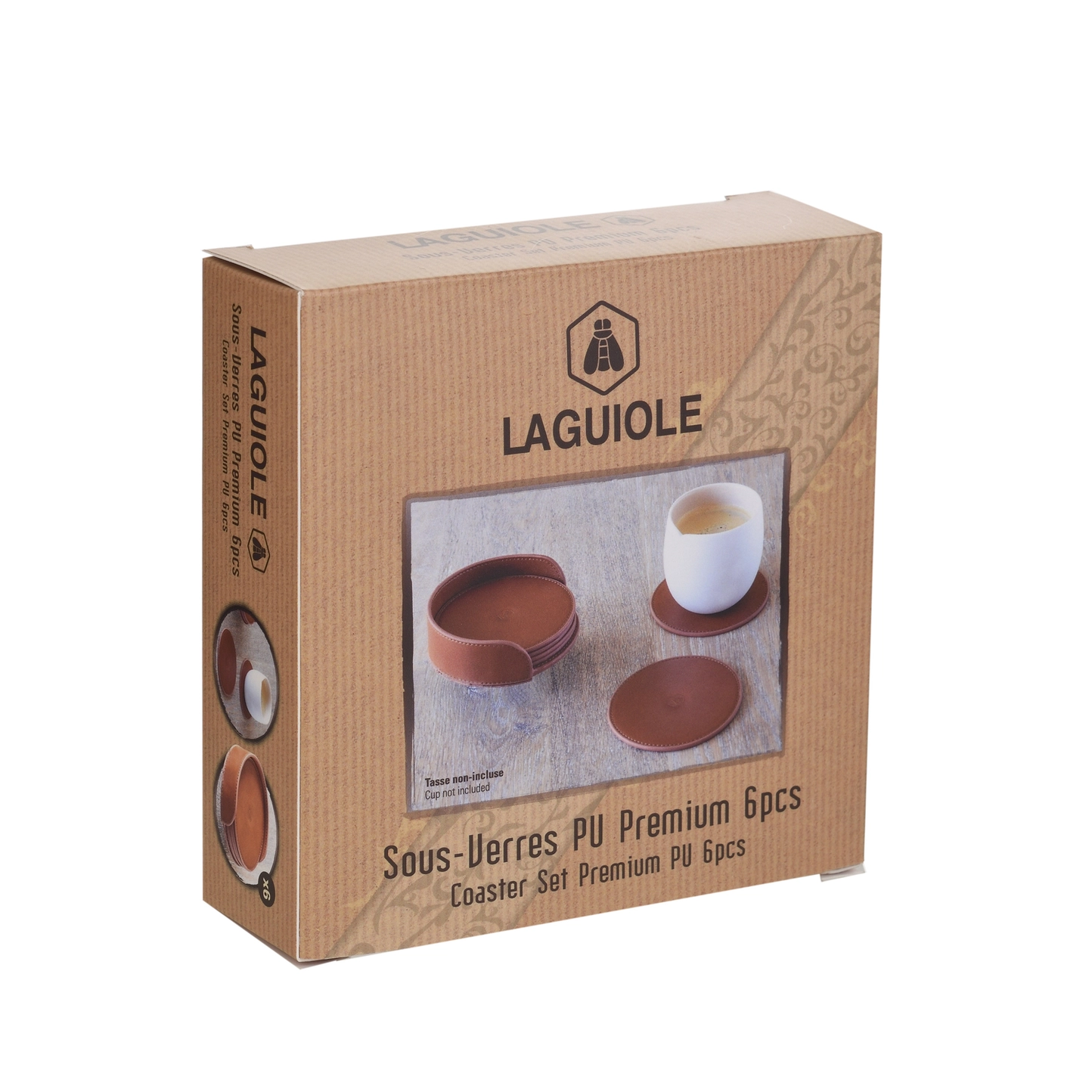 Glasunderlägg i Premium konstläder, 6-pack Laguiole - 4