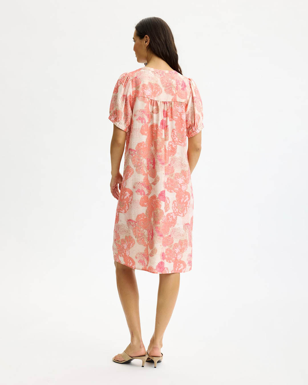 Klänning Emily mönstrad korall/rosa/beige - 2