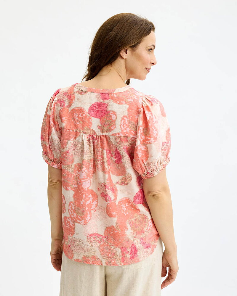 Blus Emily mönstrad korall/rosa/beige