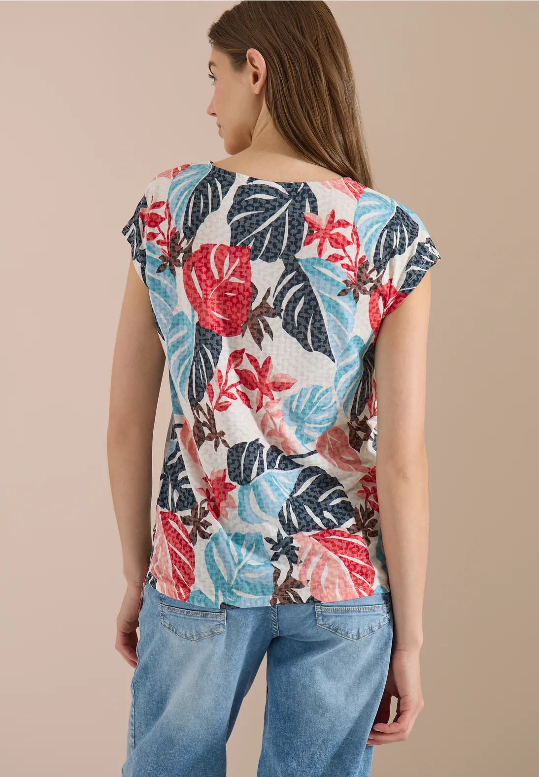 TOS AOP Burn Out Shirt - Light Alabaster white   - Cecil