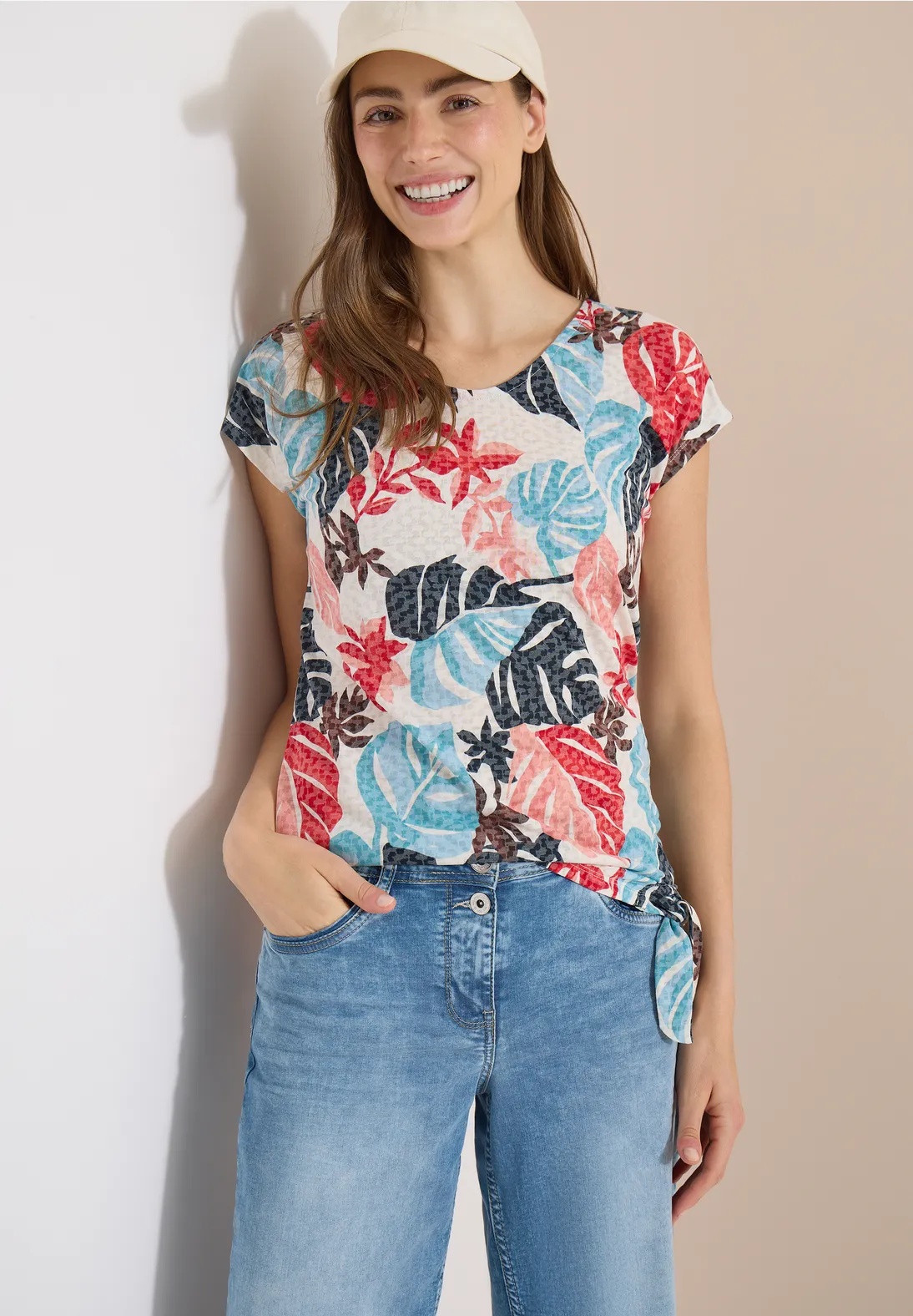 TOS AOP Burn Out Shirt - Light Alabaster white   - Cecil