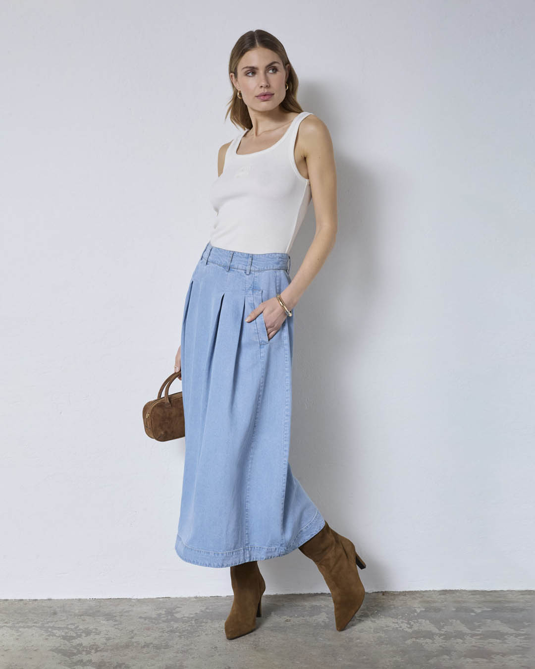 Kjol Anya Tilly ljus denim - 5
