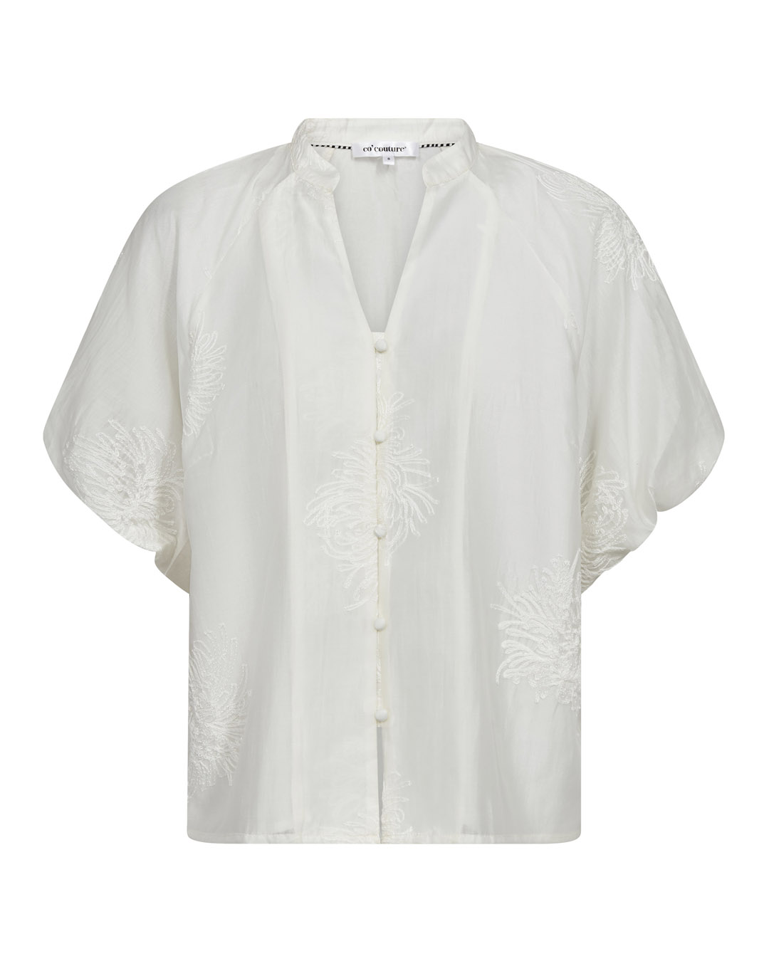 Blus Nea broderade blommor offwhite - 4