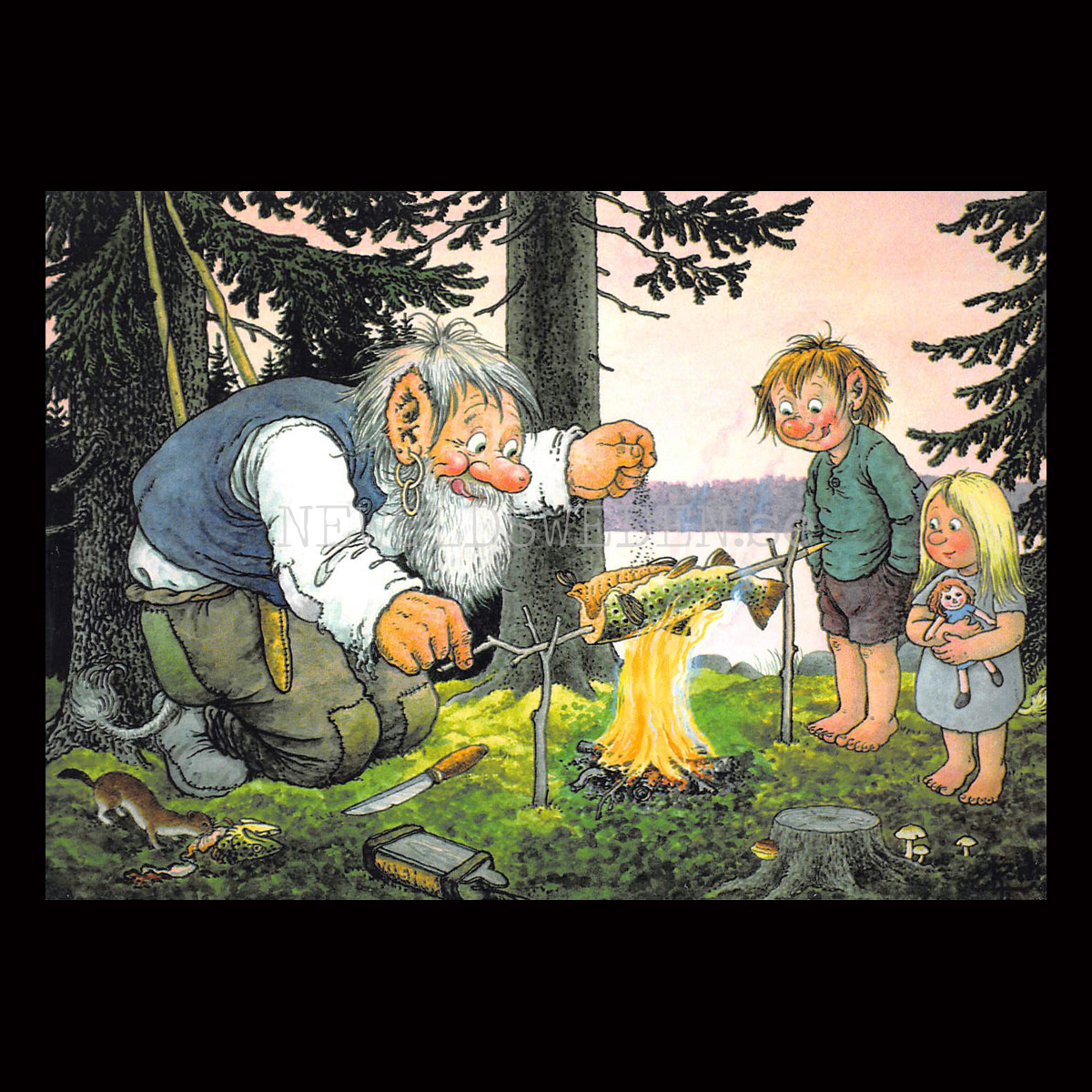 FISKGRILLNING No: 16 - 60016- Trollkort Rolf Lidberg Vykort A6 - 910