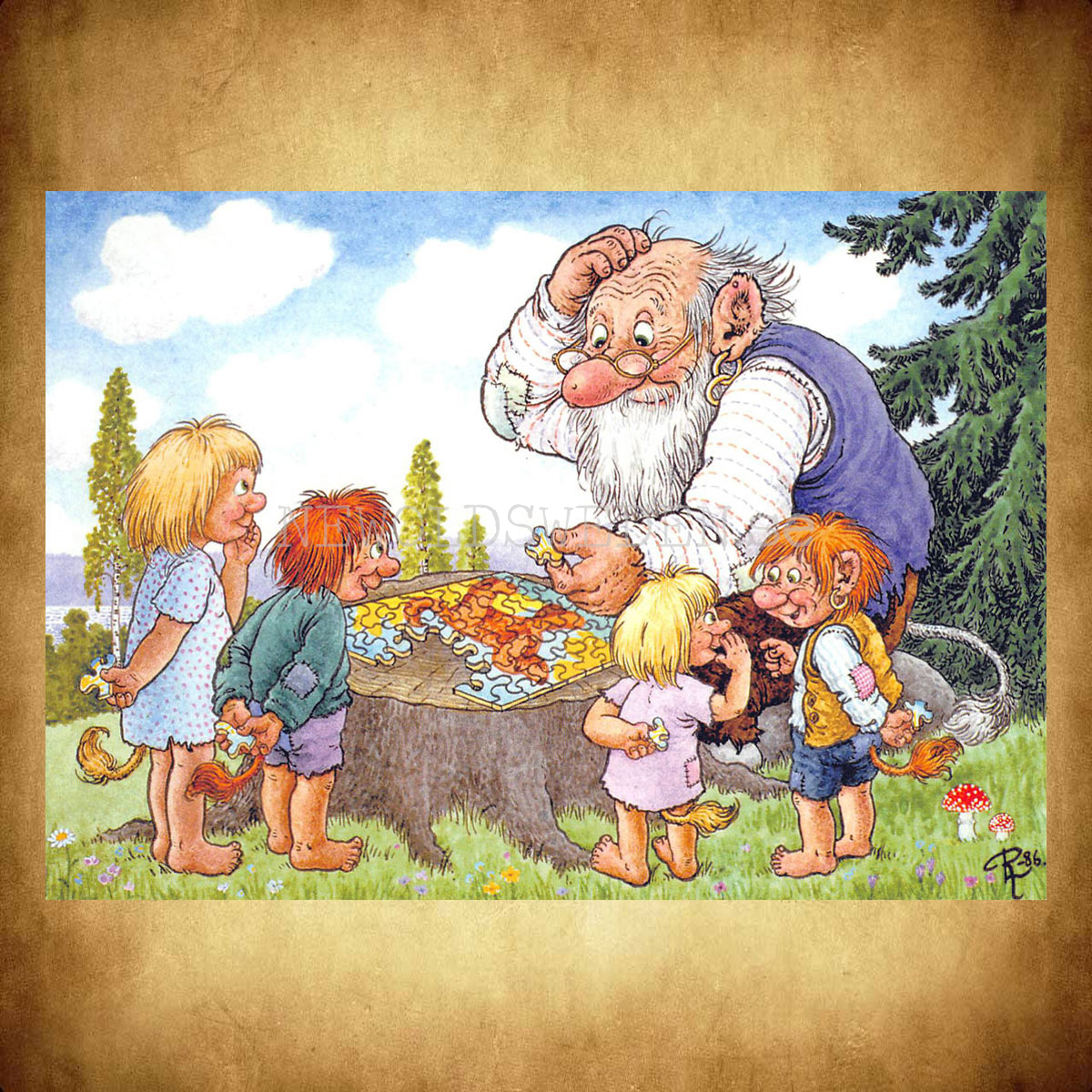 TROLLPUZZEL No: 34 - 60034- Trollkort Rolf Lidberg Vykort A6 - 910 - 2