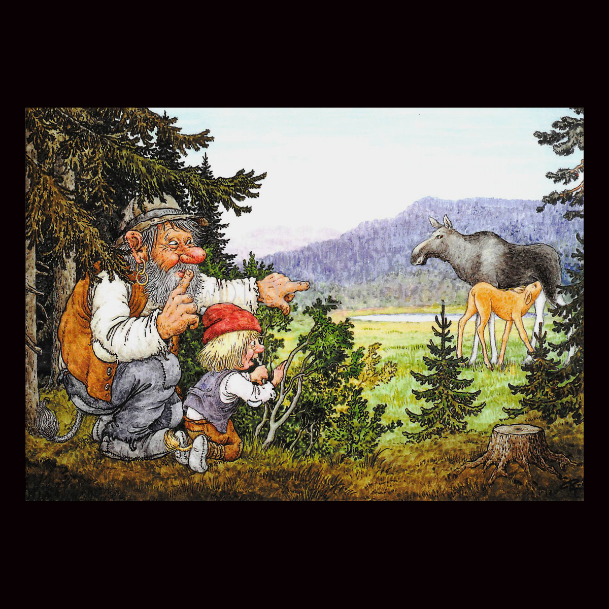 ÄLGFAMILJEN No: 37 - 60037- Trollkort Rolf Lidberg Vykort A6 - 910