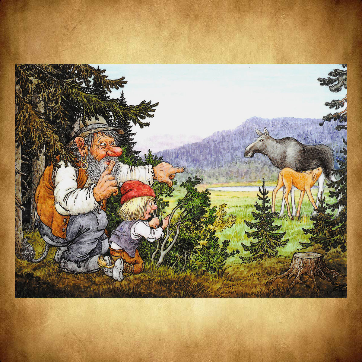 ÄLGFAMILJEN No: 37 - 60037- Trollkort Rolf Lidberg Vykort A6 - 910 - 2