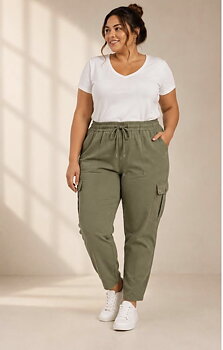 Byxa med cargofickor, khaki 