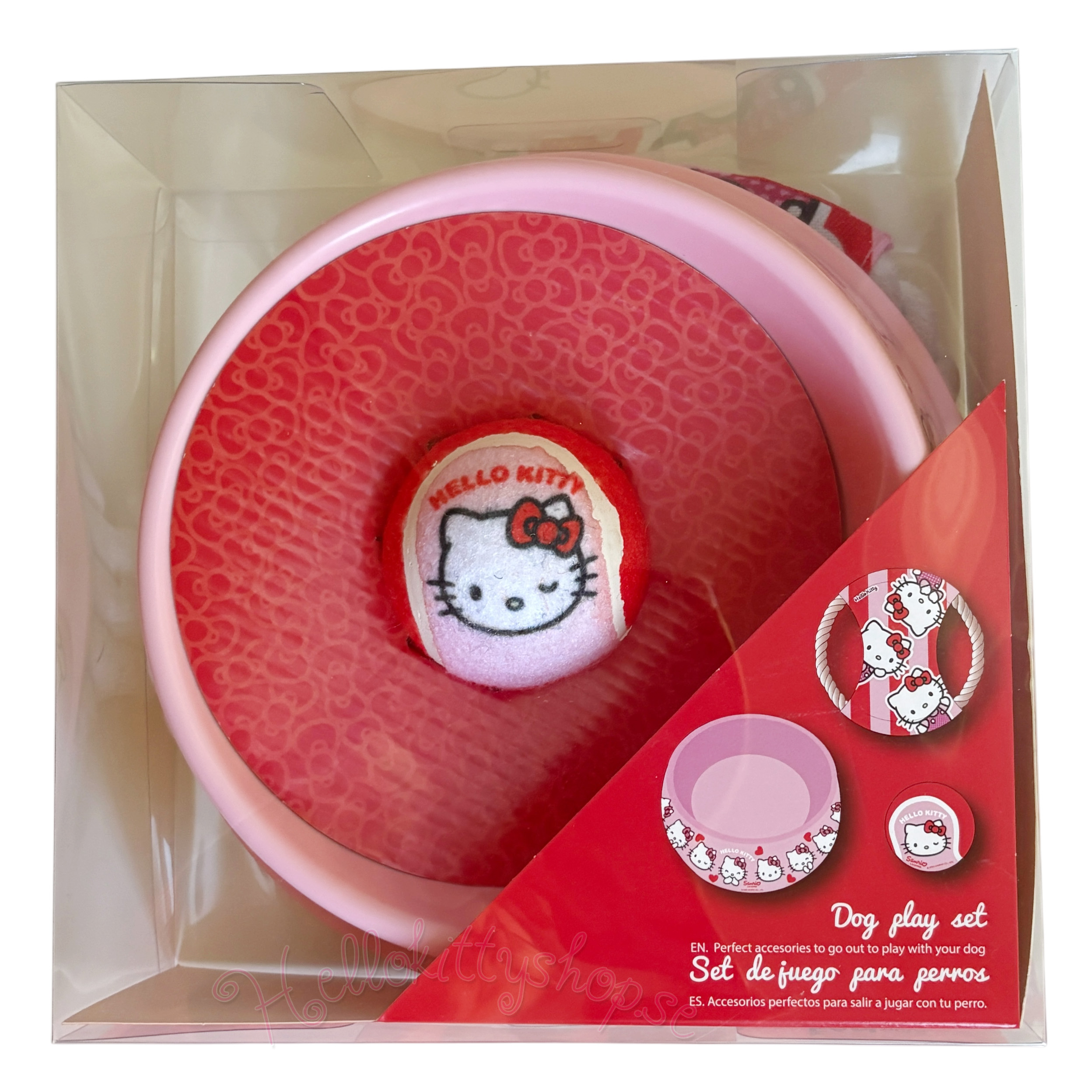 Hello Kitty 3-delat Rosa Set för Hundar -  Matskål, Repleksak och Boll - 6