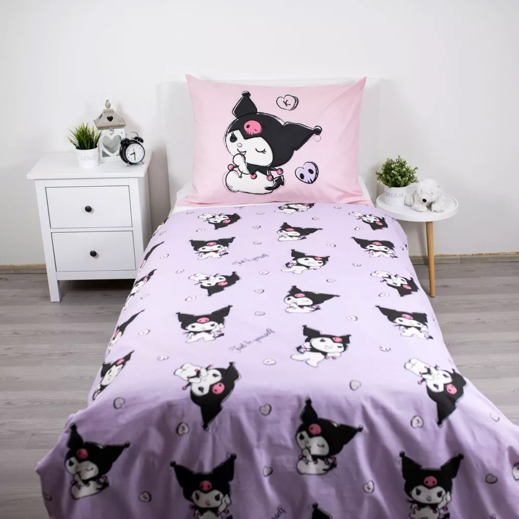 Kuromi Bäddset i Rosa och Lila - Påslakan och Örngott 140 x 200 cm - Vändbart - 2