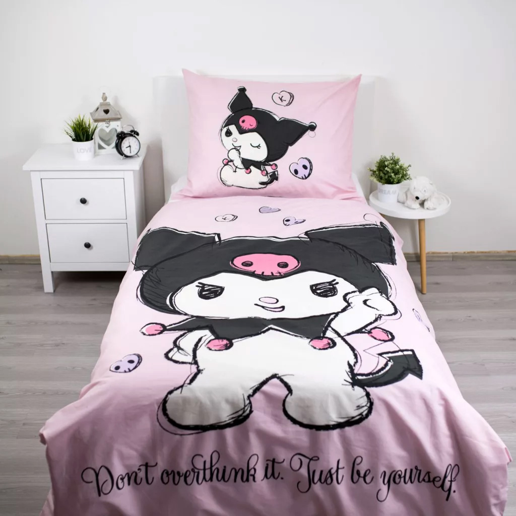 Kuromi Bäddset i Rosa och Lila - Påslakan och Örngott 140 x 200 cm - Vändbart