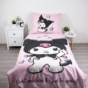 Kuromi Bäddset i Rosa och Lila - Påslakan och Örngott 140 x 200 cm - Vändbart