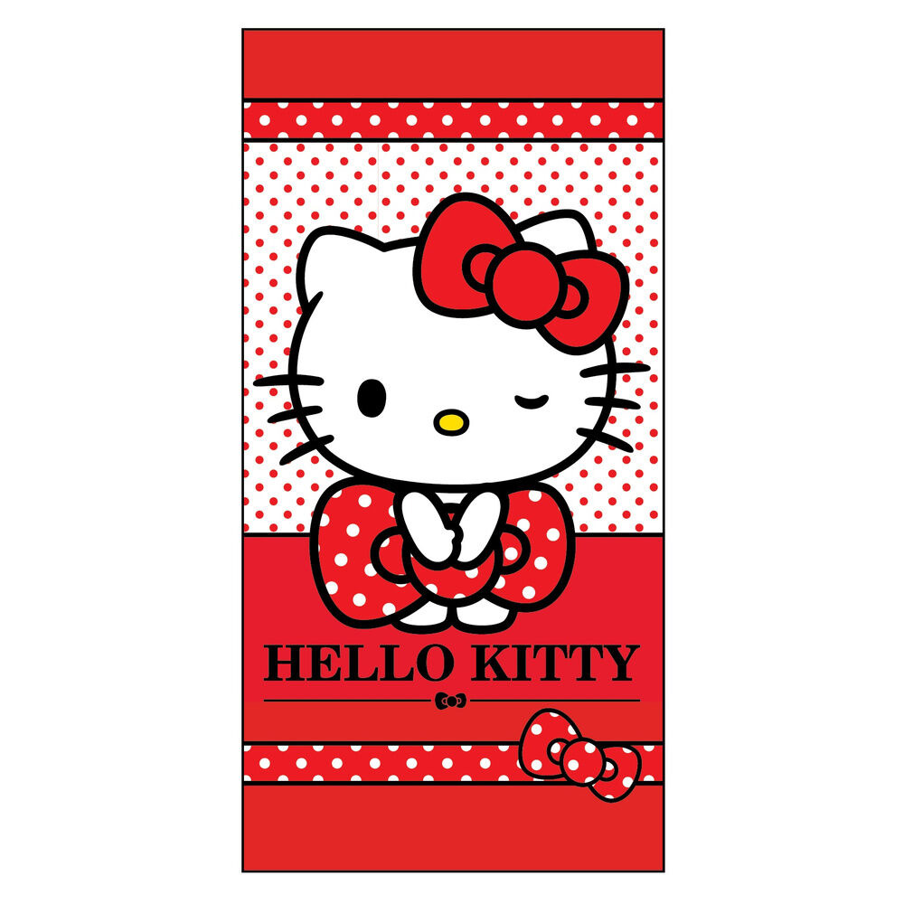 Hello Kitty Badhandduk i Rött - Rosett 70 x 140 cm