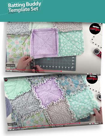 Linjal: Rag/Rufs Quilt Ruler - Batting Buddy Template Set - Creative Grids Non-Slip - 2