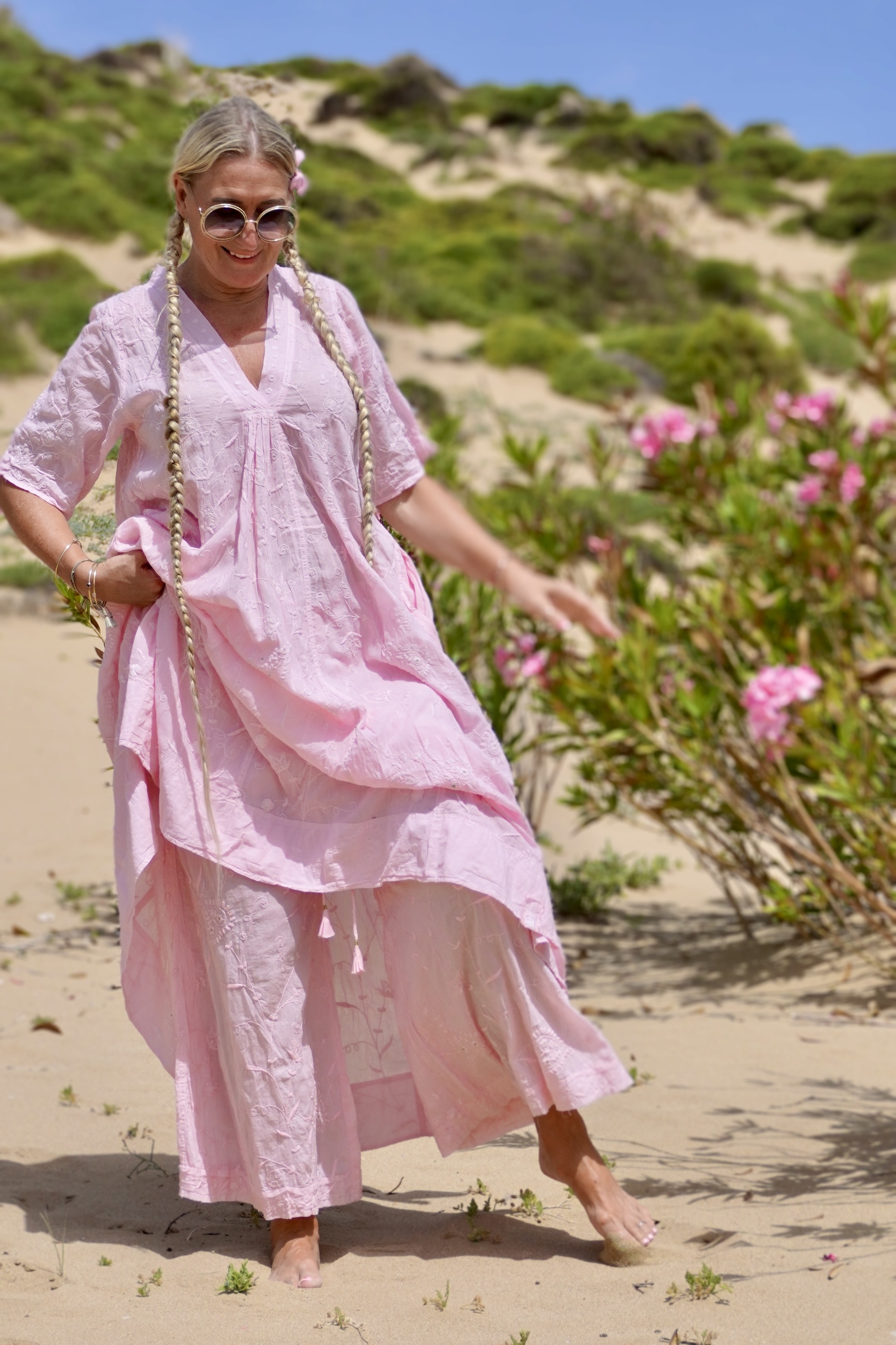ANITA COTTON MAXI DRESS IBIZA PINK  - 3