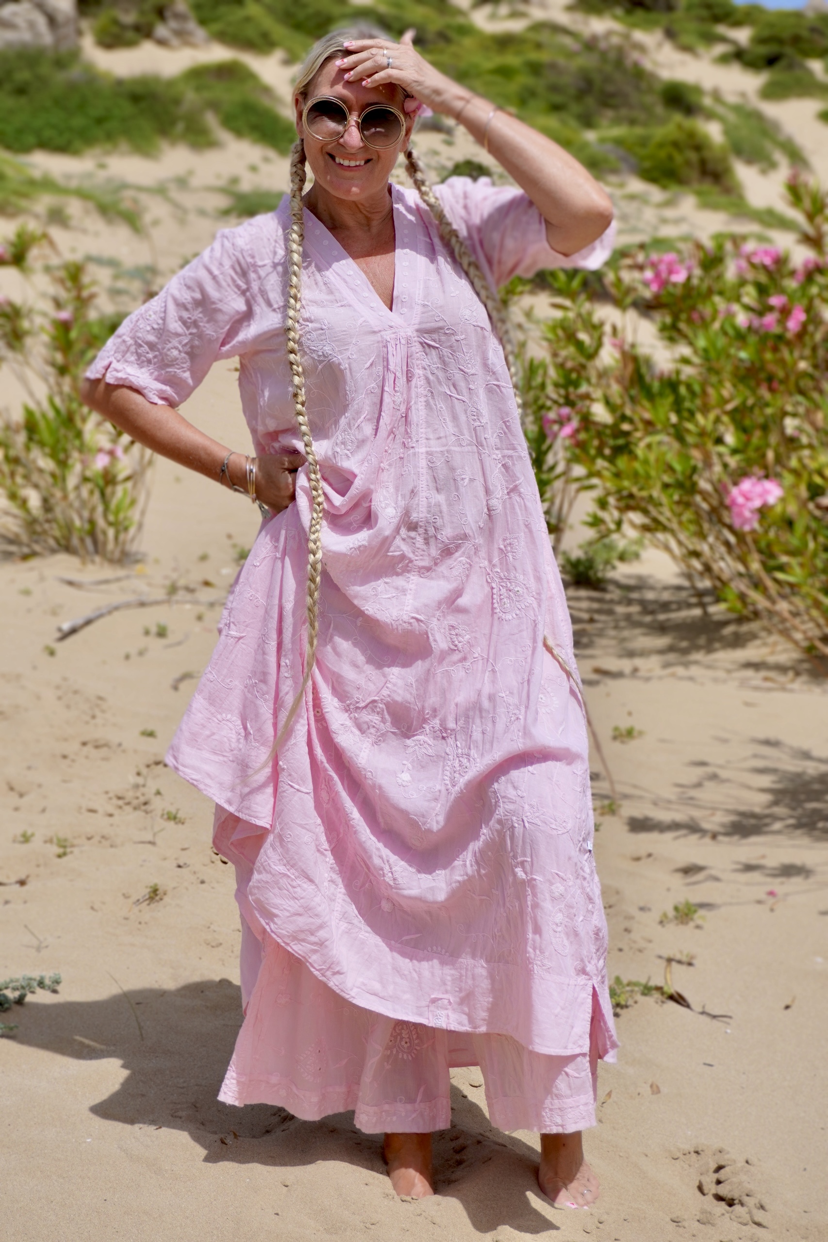 ANITA COTTON MAXI DRESS IBIZA PINK - Agencies Turquoise