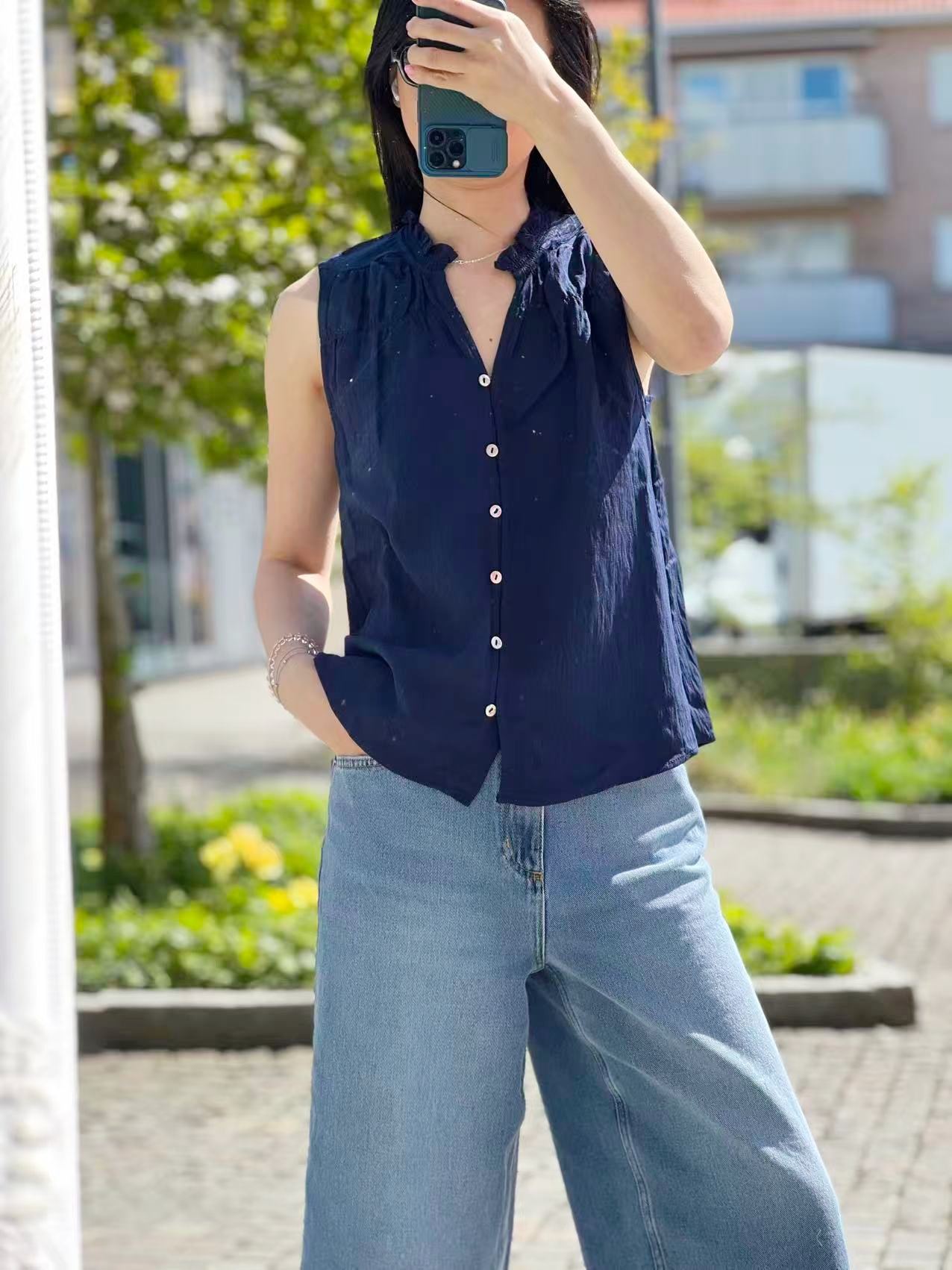 FREE/QUENT Esally Blouse Navy - 2