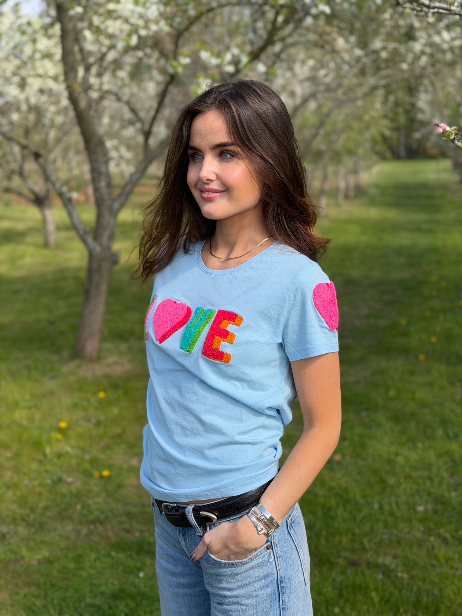 Is-T-shirt love heaven double multi color embrodery - 3