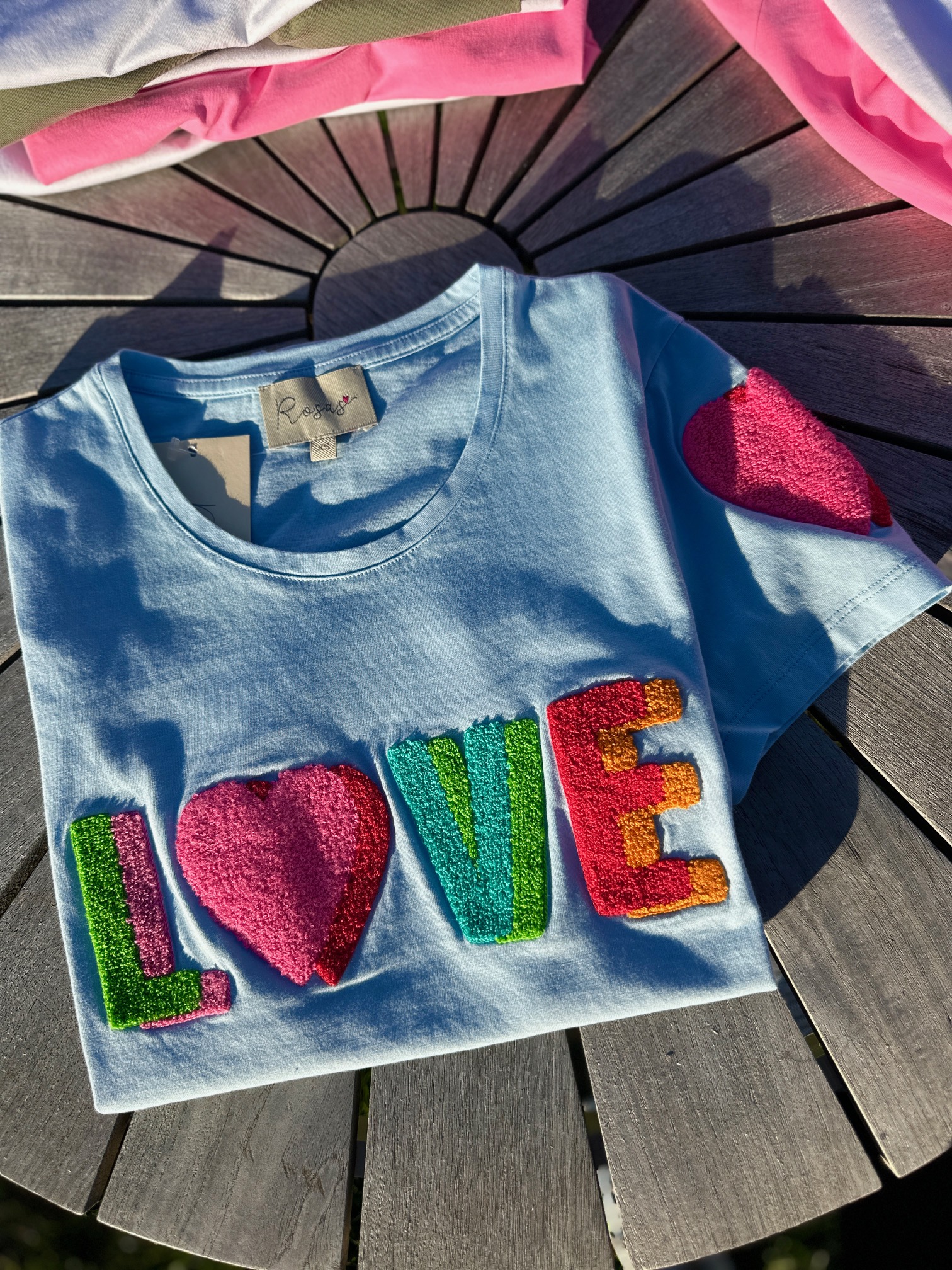 Is-T-shirt love heaven double multi color embrodery - 2