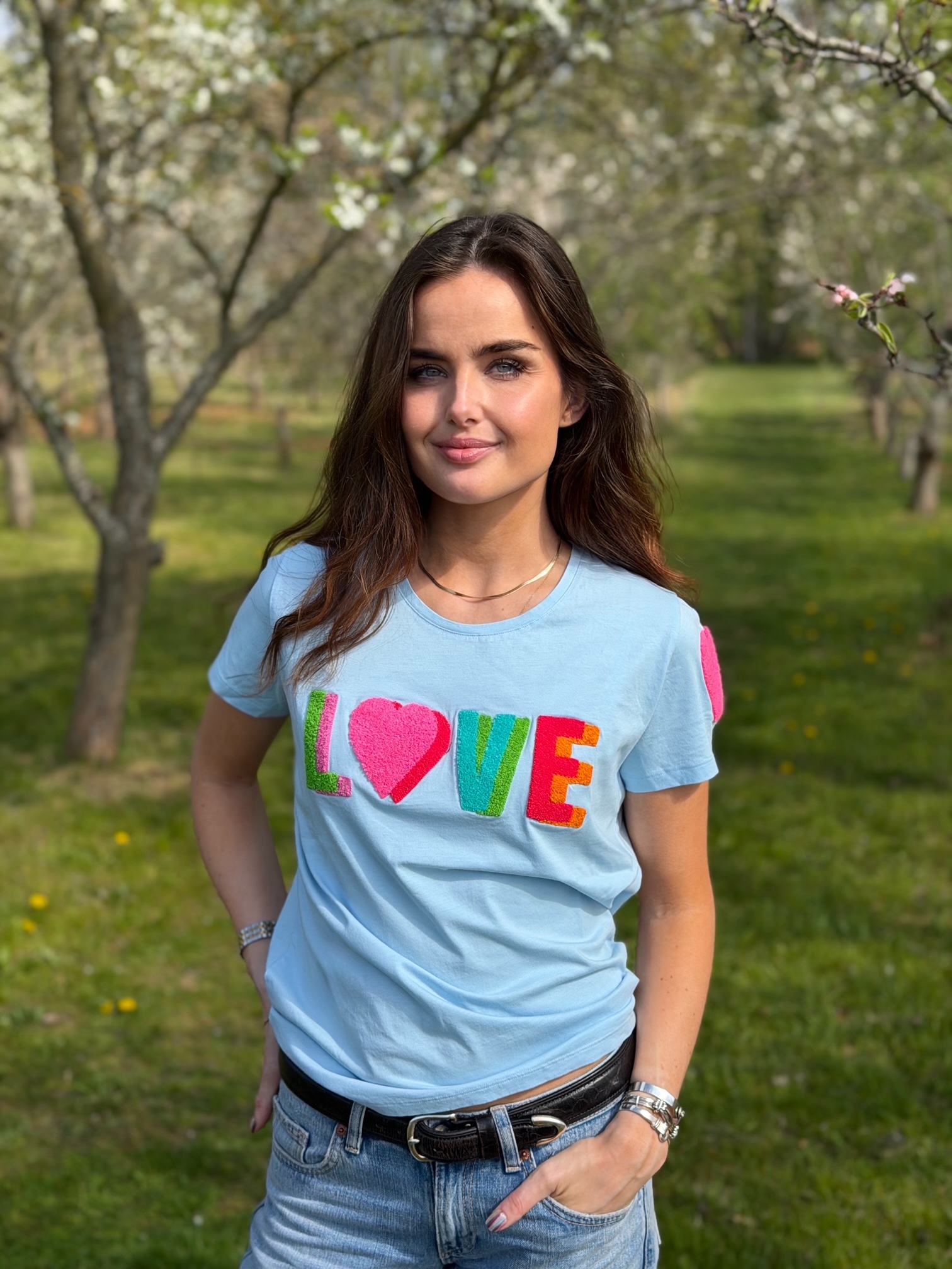 Is-T-shirt love heaven double multi color embrodery - 4