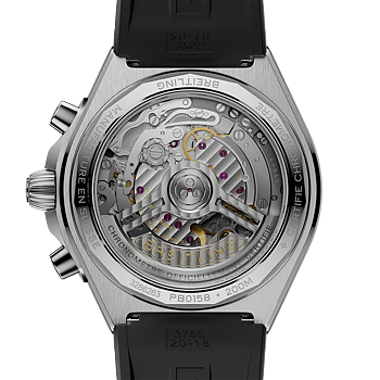 PB0158101C1S1 Breitling Chronomat B01 42 isblå med gummiband baksida